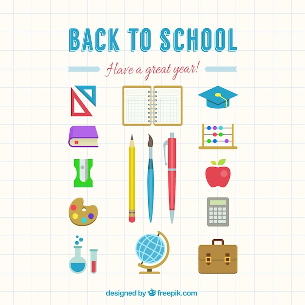 Free Vector back to school equipment