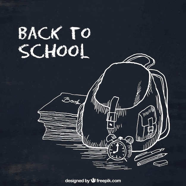 Back to school, hand-drawn black background