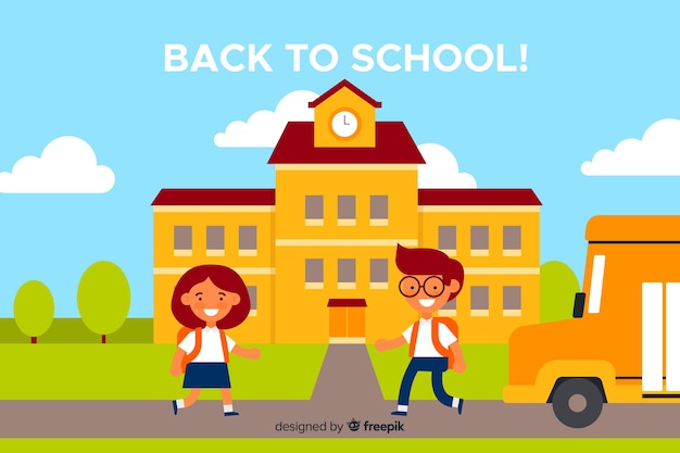 Back to school happy children