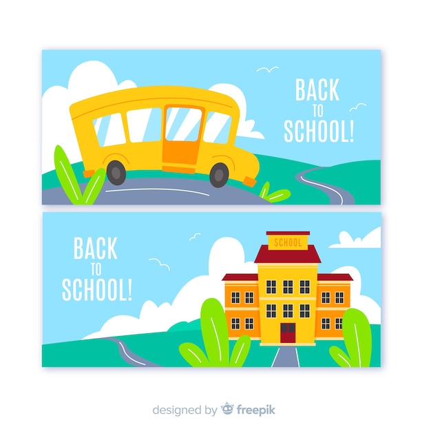 Back to school illustration with bus