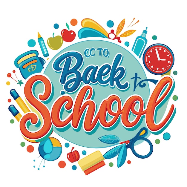 Back to school illustration with colorful school supplies