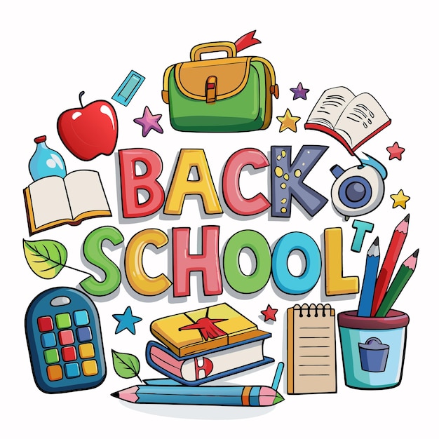 Free vector back to school illustration with colorful supplies