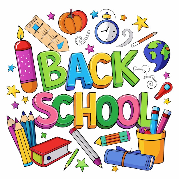 Free Vector back to school illustration with colorful supplies