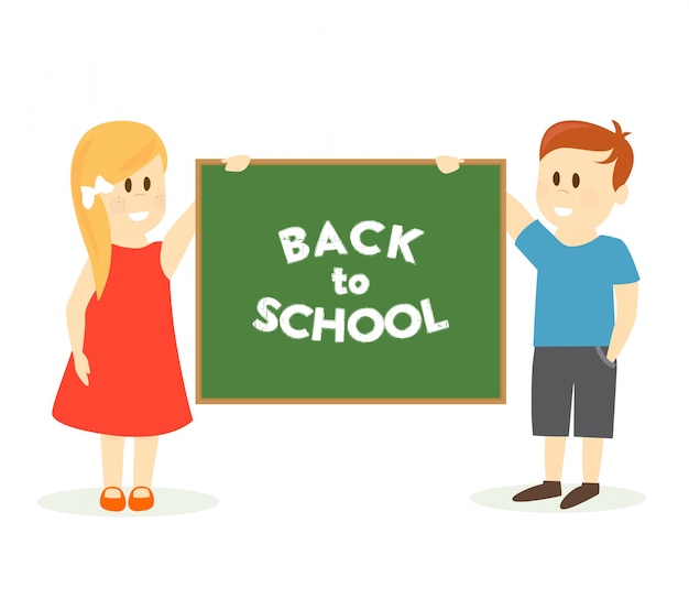 Back to school illustration with kids