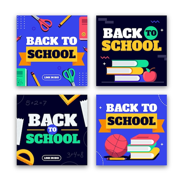 Free Vector back to school instagram posts collection