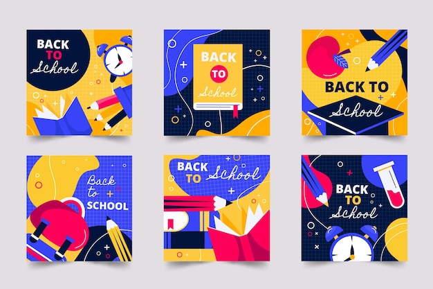 Free vector back to school instagram posts collection