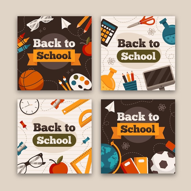 Free Vector back to school instagram posts template