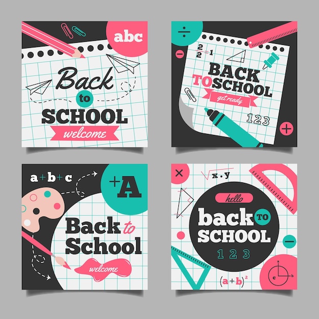 Free vector back to school instagram posts