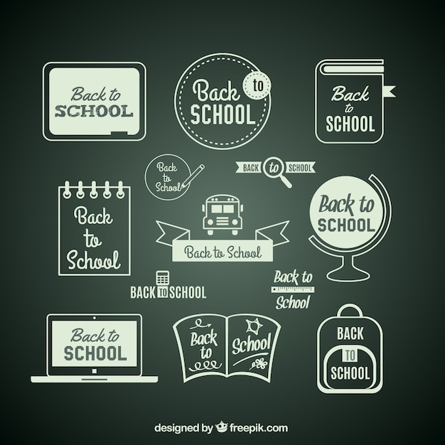 Free Vector back to school items on blackboard