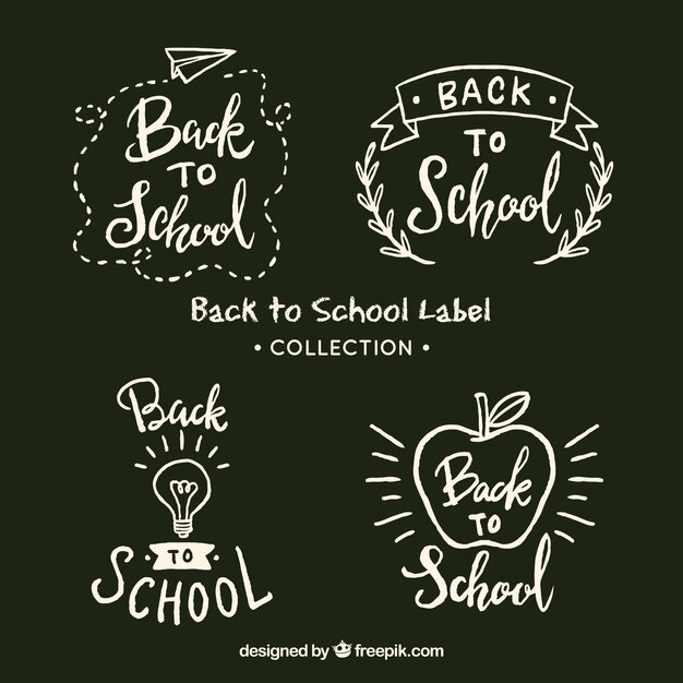 Back to school label collection in chalk style