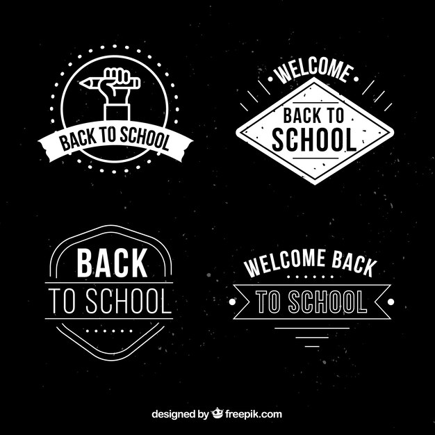 Back to school label collection in chalk style