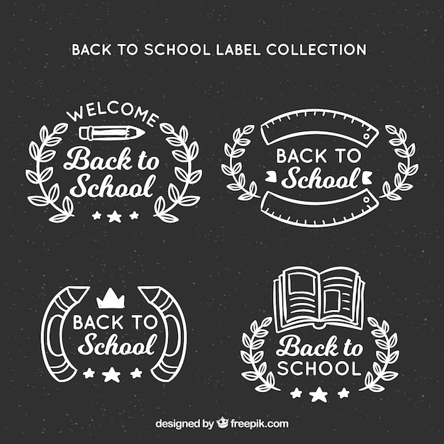 Free Vector back to school labels on blackboard