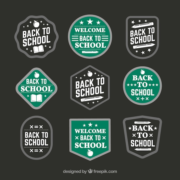 Free Vector back to school labels collection in flat style