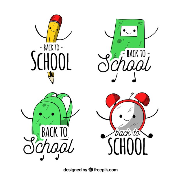 Back to school labels collection with elements