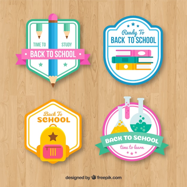 Back to school labels collection with elements