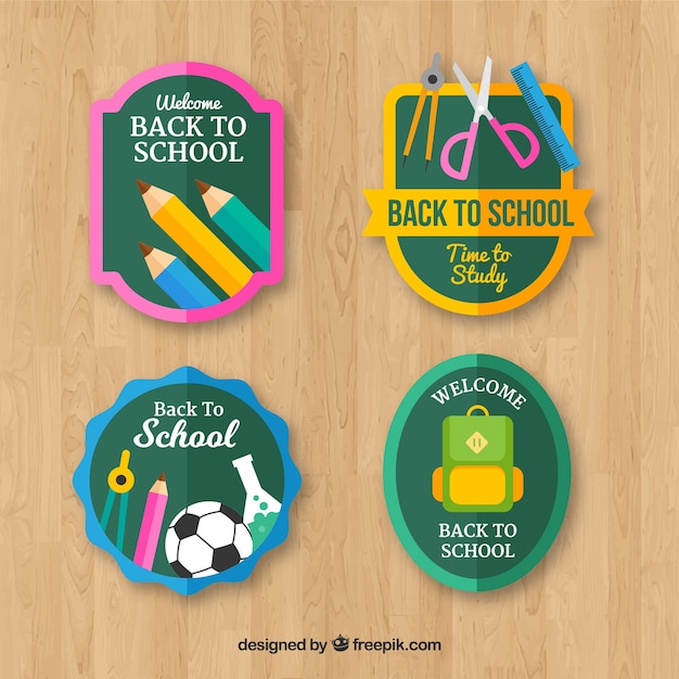 Back to school labels collection with elements