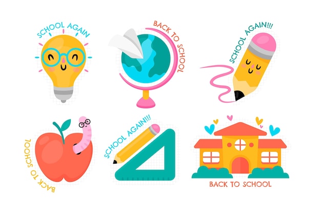 Free Vector back to school labels collection