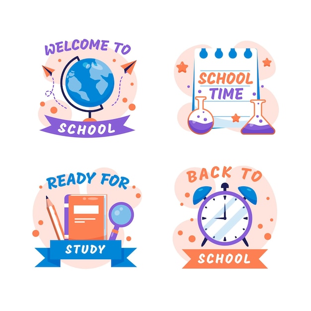 Free Vector back to school labels collection