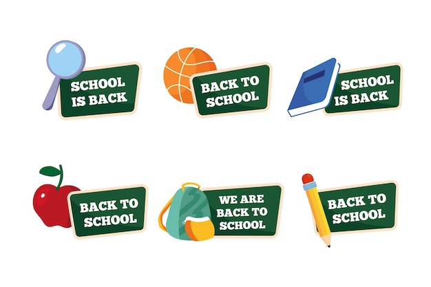 Free Vector back to school labels pack