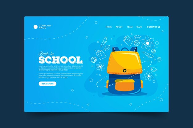 Back to school landing page concept