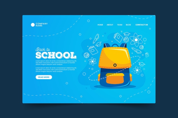 Back to school landing page concept