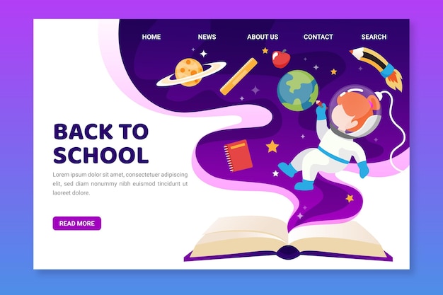 Free Vector back to school landing page design