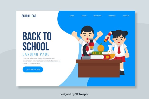 Back to school landing page template