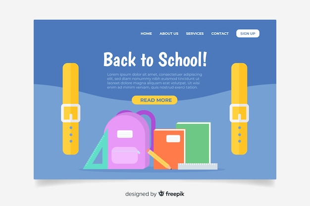 Free Vector back to school landing page template