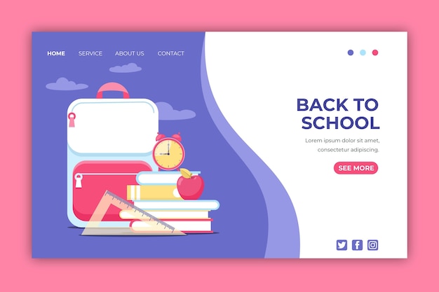 Back to school landing page template