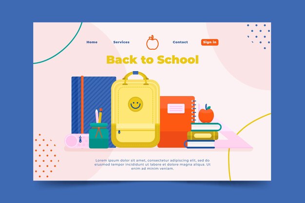 Back to school landing page template