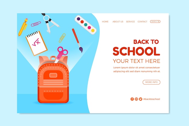 Back to school landing page template