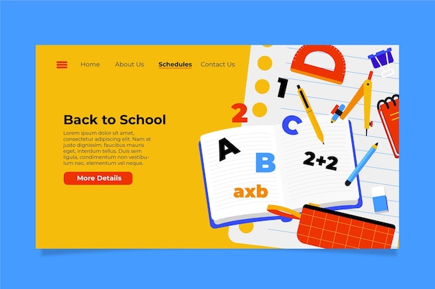 Back to school landing page template