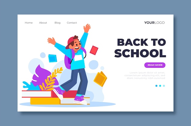 Free Vector back to school landing page template