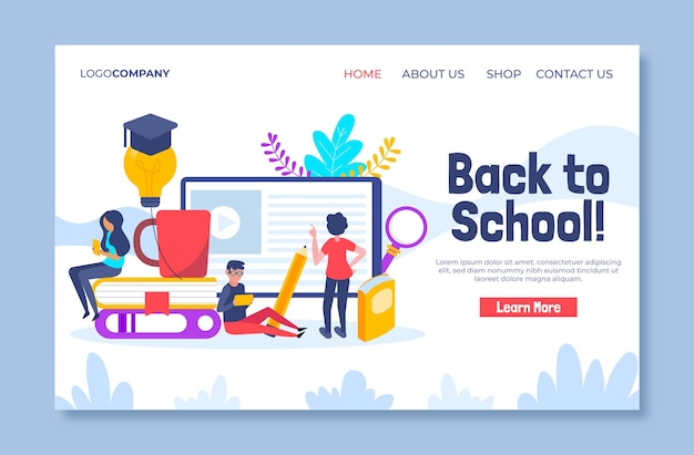 Back to school landing page template