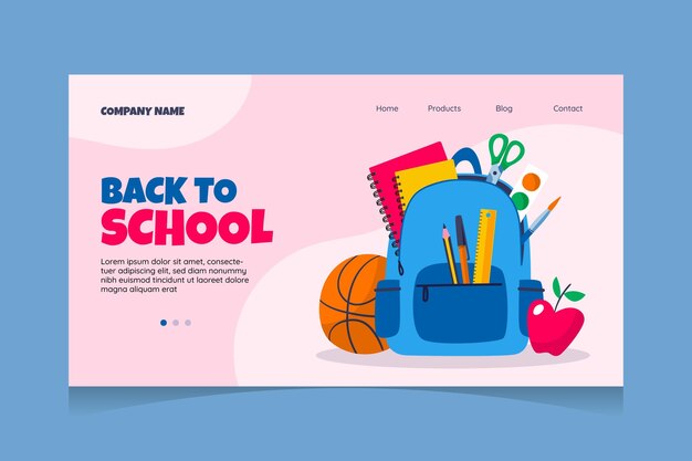 Back to school landing page template