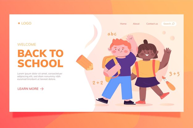 Back to school landing page template