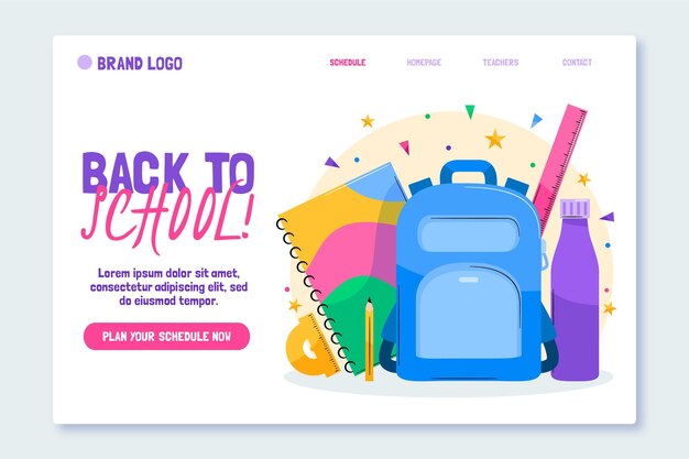 Back to school landing page template