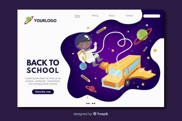 Free Vector back to school, landing page web template