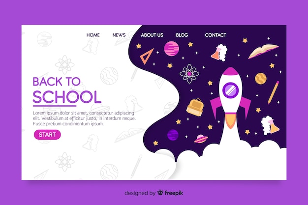 Free Vector back to school landing page