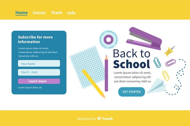 Back to school landing page