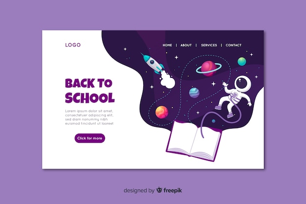 Free Vector back to school landing page