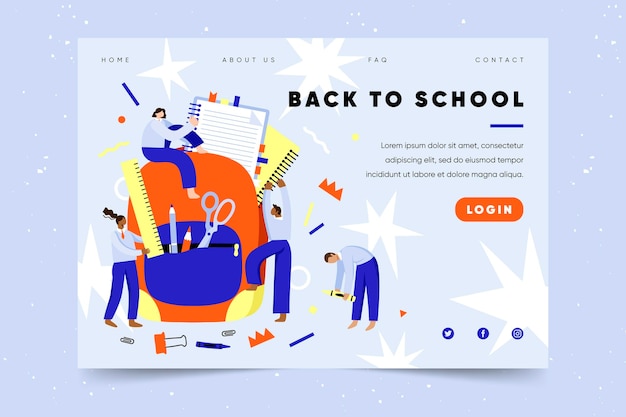 Free Vector back to school landing page