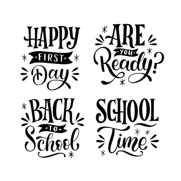 Free Vector back to school lettering design set