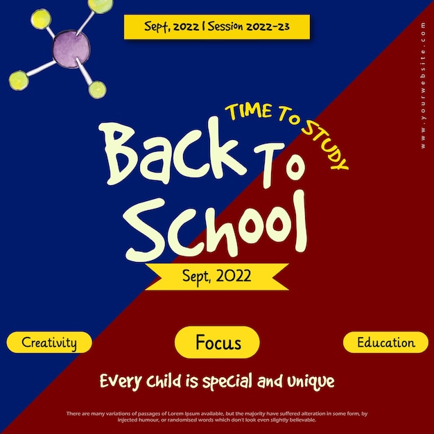 Back To School Pattern Blue Maroon Background Social Media Design Banner