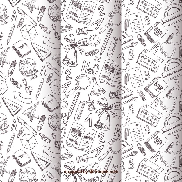 Back to school pattern collection with black and white elements