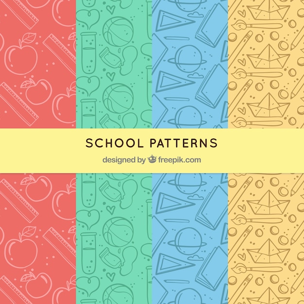 Back to school patterns collection with different elements