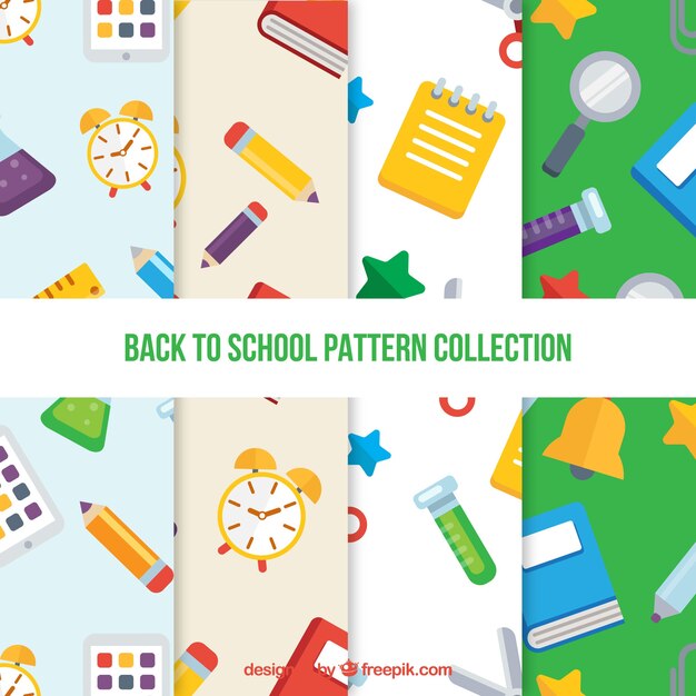 Back to school patterns collection with elements