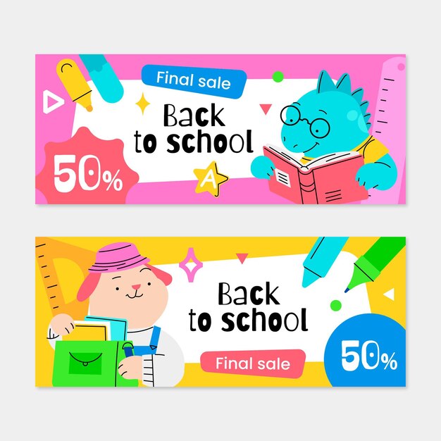 Back to school sale banners with photo