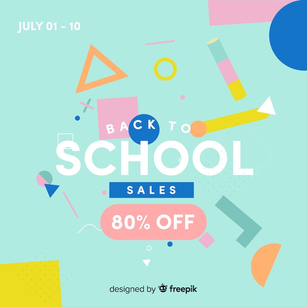 Back to school sales banner, 80% off