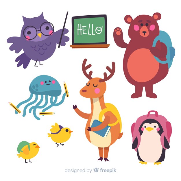 Back to school set of animals